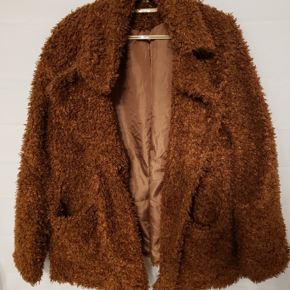 Divided Jackets & Blazers - Divided by H & M brown fuzzy single snap jacket